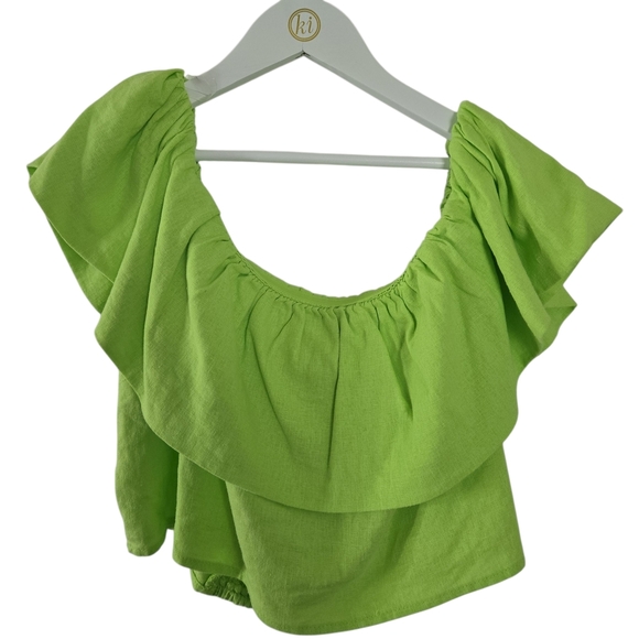 a new day Tops - a new day Lime Ruffled Blouse